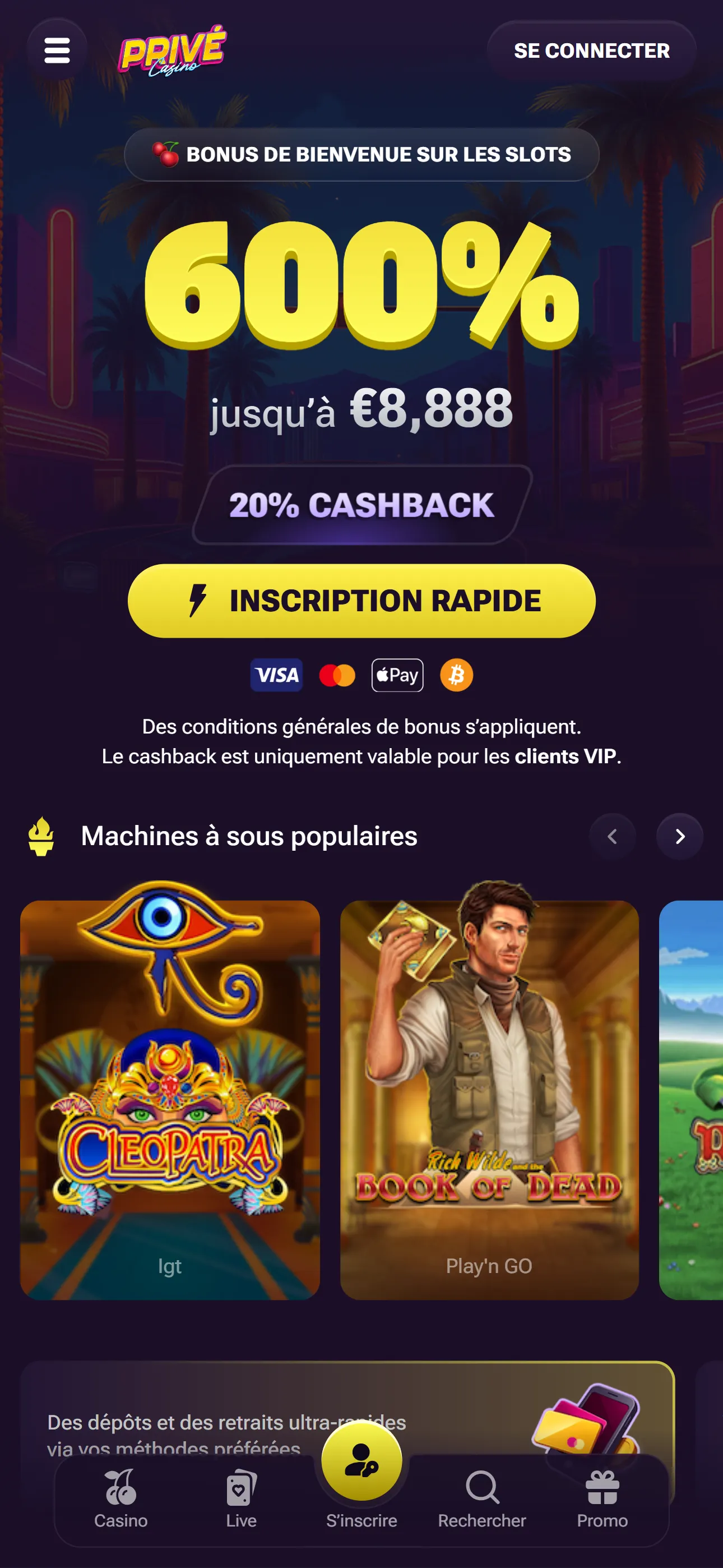 Prive Casino mobile